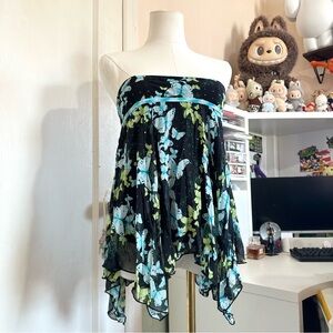 Vintage Y2K Joey b black and blue butterfly fairy babydoll top or skirt small